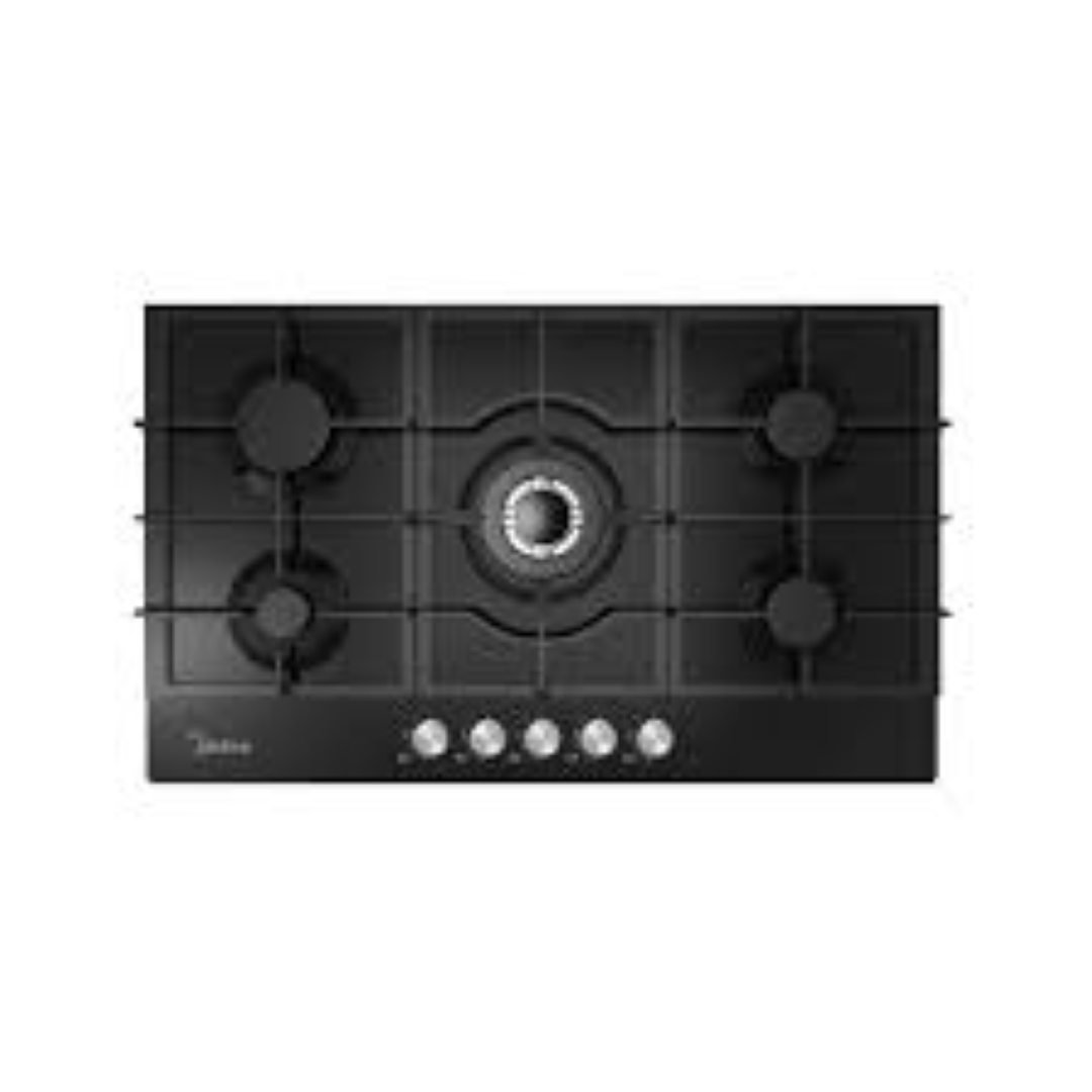MIDEA MG90GQ095AL1B-BS-90CM, Gas Hob,  Black Glass Panel, Triple Ring Burner
